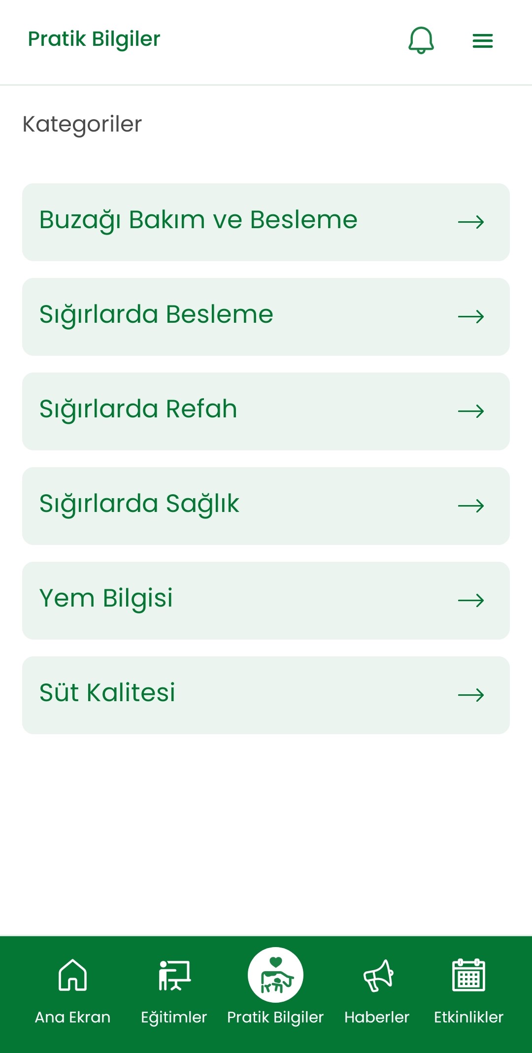 Süt Uzmanı mobil uygulama